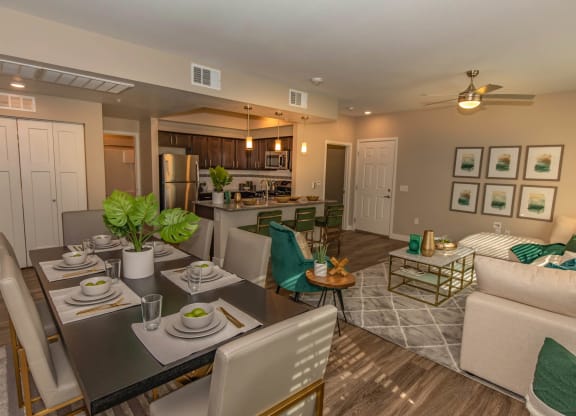 Living room with ceiling fan lights at Level 25 at Cactus by Picerne, Nevada, 89141
