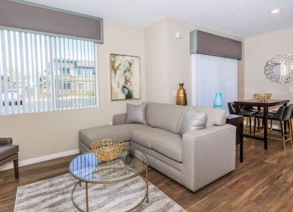 Living room couch at Level 25 at Durango by Picerne, Las Vegas, 89113