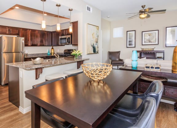 wooden dining at Level 25 at Durango by Picerne, Las Vegas, NV