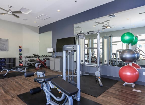 treadmill and weightsat Level 25 at Durango by Picerne, Las Vegas, NV, 89113