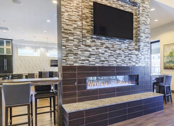 Tv with fireplace at Level 25 at Durango by Picerne, Las Vegas