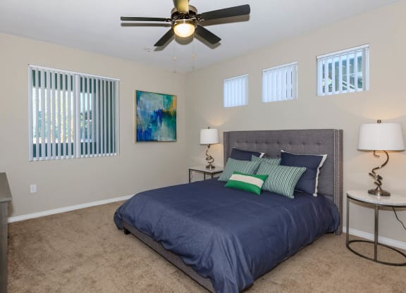 Bedroom with ceiling fan at Level 25 at Durango by Picerne, Las Vegas