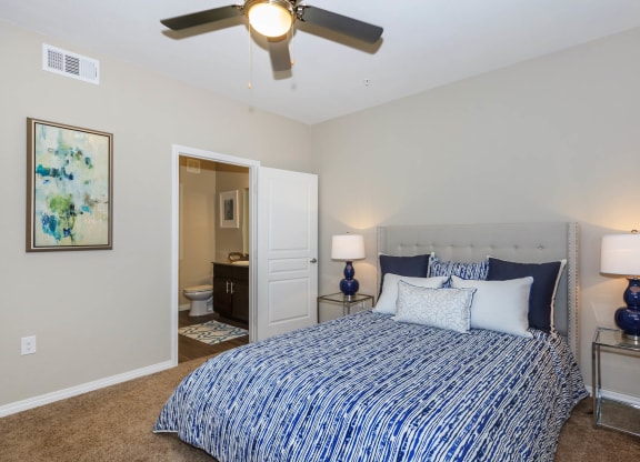 Bed and lamps at Level 25 at Durango by Picerne, Las Vegas, NV, 89113