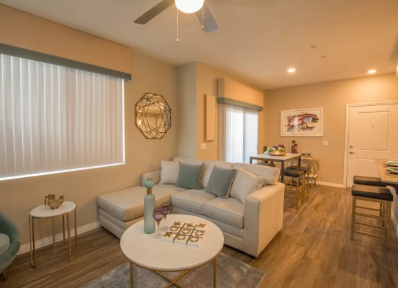 Ceiling light and fan in living at Level 25 at Oquendo by Picerne, Las Vegas, 89148