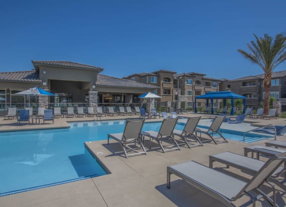 Sundeck pool patio at Level 25 at Oquendo by Picerne, Las Vegas, 89148