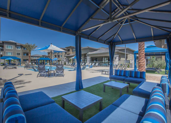 pool side seating1 at Level 25 at Oquendo by Picerne, Las Vegas, Nevada