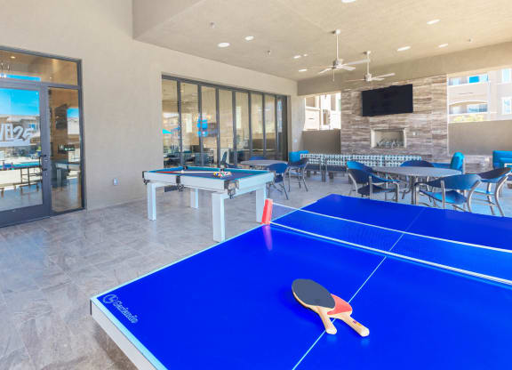 Game room at Level 25 at Oquendo by Picerne, Las Vegas, NV