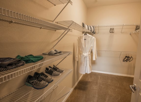 Walk in closet at Level 25 at Oquendo by Picerne, Las Vegas, NV