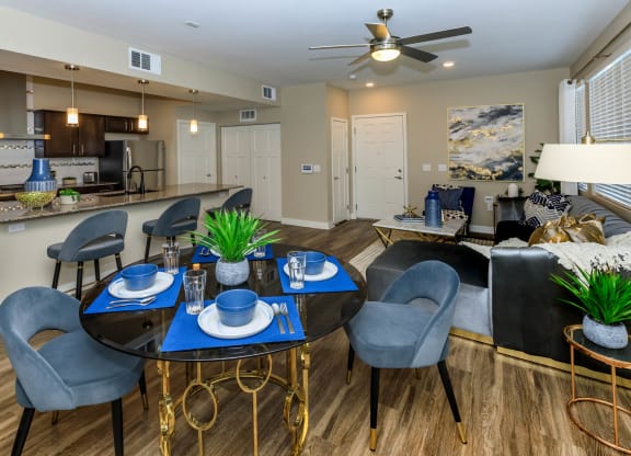 Ceiling fan lights in living room at Level 25 at Sunset by Picerne, Nevada, 89113