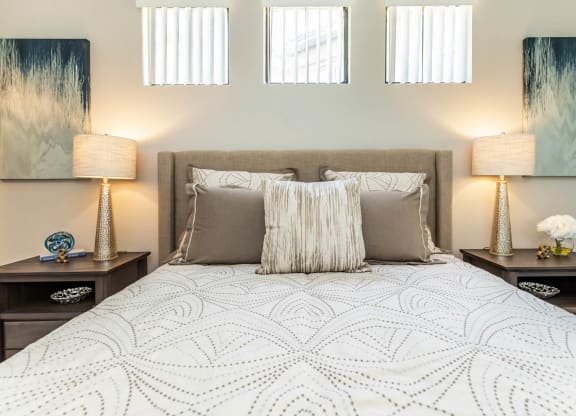 Bedroom with lights at The Paseo by Picerne, Goodyear, Arizona