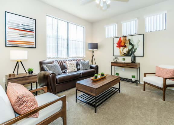Sofa and center table decor at The Paseo by Picerne, Goodyear