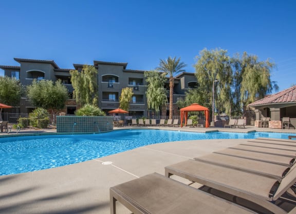 Pool Side Relaxing Area at The Passage Apartments by Picerne, Henderson
