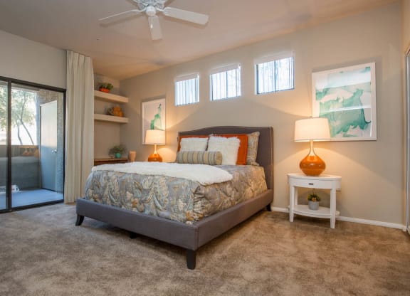 Carpeted Bedroom at The Passage Apartments by Picerne, Nevada