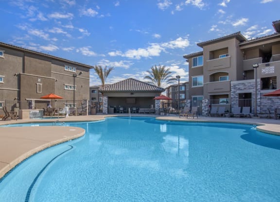 Pristine swimming pool at The Passage Apartments by Picerne, Henderson, NV, 89014