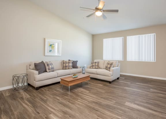 Wood Floor Living Room at The Passage Apartments by Picerne, Henderson, NV, 89014