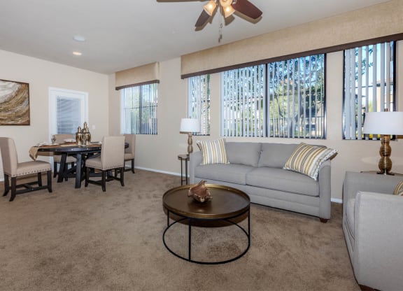 Living Area With Ceiling Fan at The Preserve by Picerne, N Las Vegas, Nevada