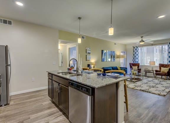 Kitchen and livingat The View at Horizon Ridge, Henderson, NV