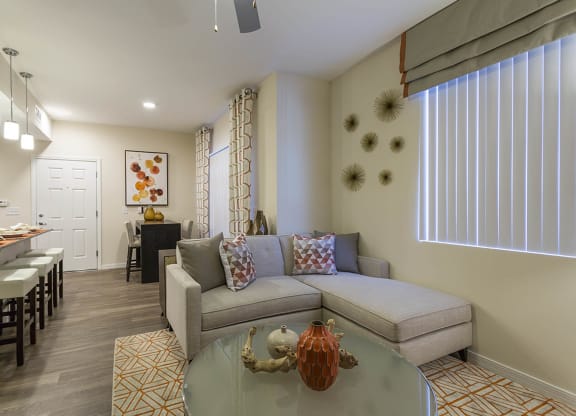 Living with couch and center table at The View at Horizon Ridge, Henderson