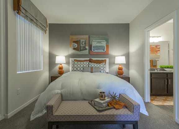 Bedroom decor with lamps at The View at Horizon Ridge, Henderson, 89012