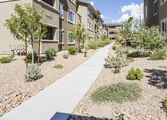 Building walk path at The View at Horizon Ridge, Henderson