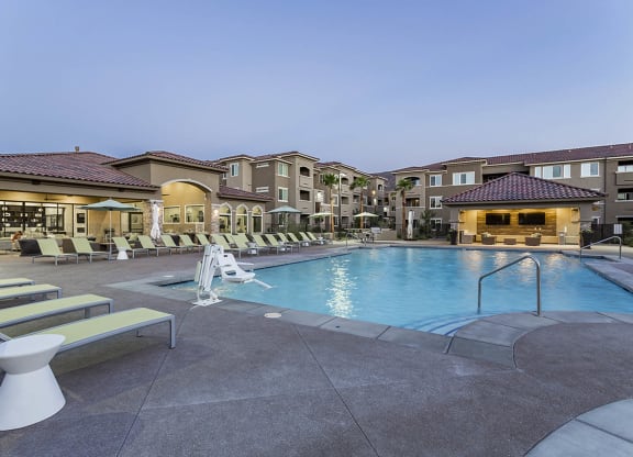 BBQ at night pool side at The View at Horizon Ridge, Henderson, NV, 89012