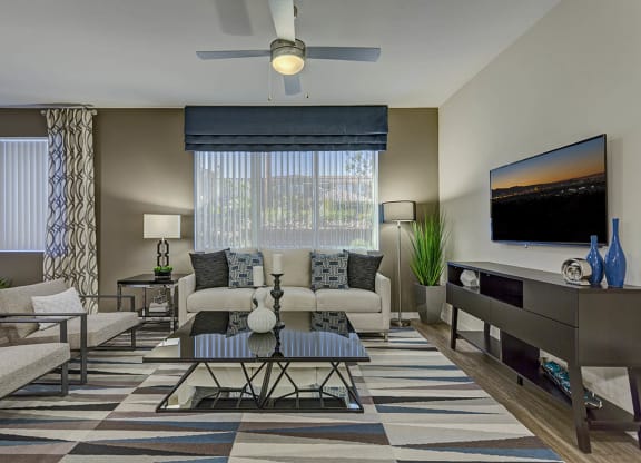 Tv in living room at The View at Horizon Ridge, Henderson, NV