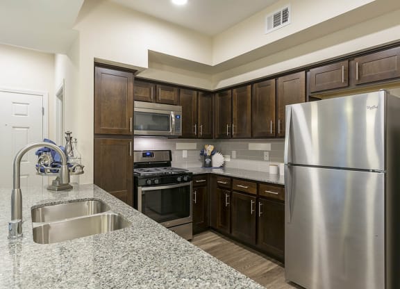 Wooden cabinets in kitchen at The View at Horizon Ridge, Henderson, NV