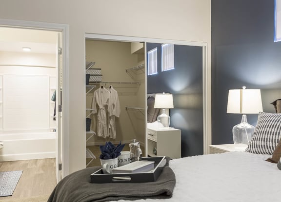 bedroom with lamps at The View at Horizon Ridge, Henderson, Nevada