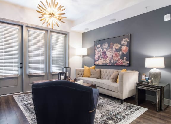 Modern Living Room at The Alastair at Aria Village, Sandy Springs
