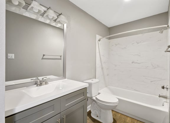 Unit Bathroom at The Players Club Apartments in Nashville, TN