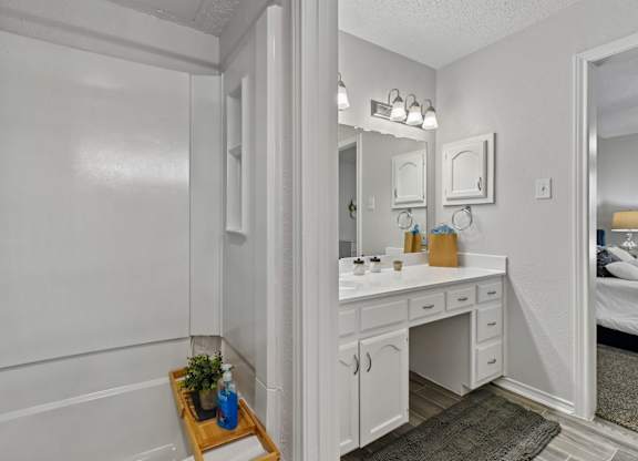 Model unit bathroom at Chisholm Place in Plano, TX