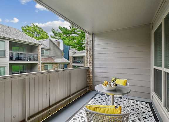 Model unit balcony at Chisholm Place in Plano, TX