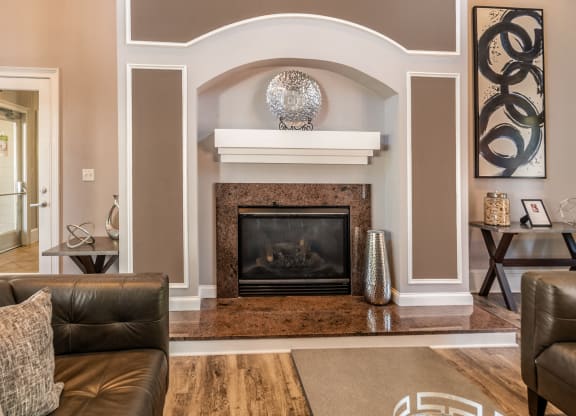 Leasing Office Fireplace at Ultris Courthouse Square Apartment Homes in Stafford, Virginia, VA