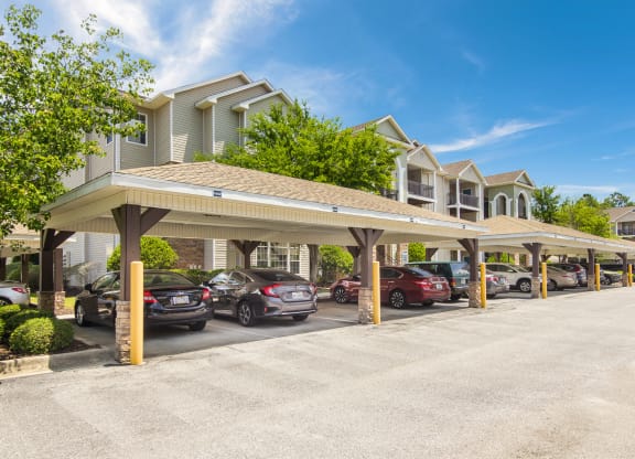 Convenient covered parking space for residents at Angel Landing apartments in Pensacola, FL