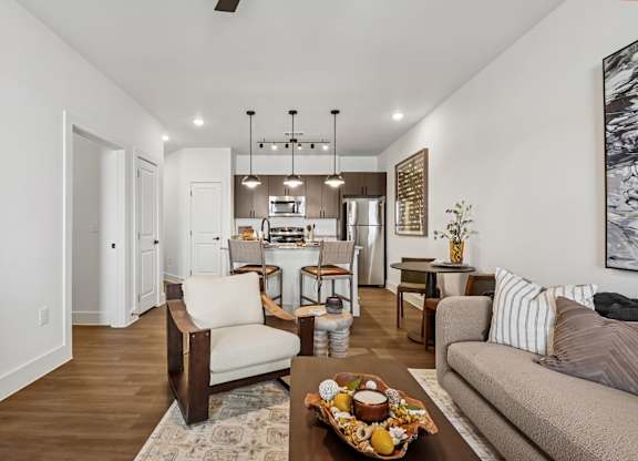Model Unit living room in Chapel Park Apartments in Waco, TX
