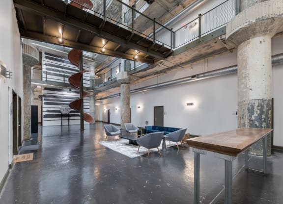 Lobby Interior at Adam Hats Lofts in Deep Ellum, Dallas, Texas, TX