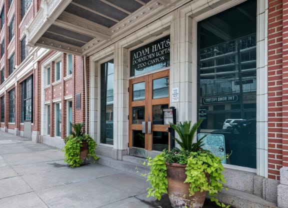 Building Entrance at Adam Hats Lofts in Deep Ellum, Dallas, Texas, TX
