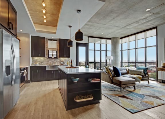Modern Kitchen Design With Island at The Case Building, Texas