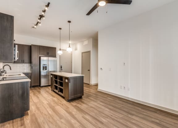 Contemporary Living and Kitchen Interior at Era Apartment in Denton, TX