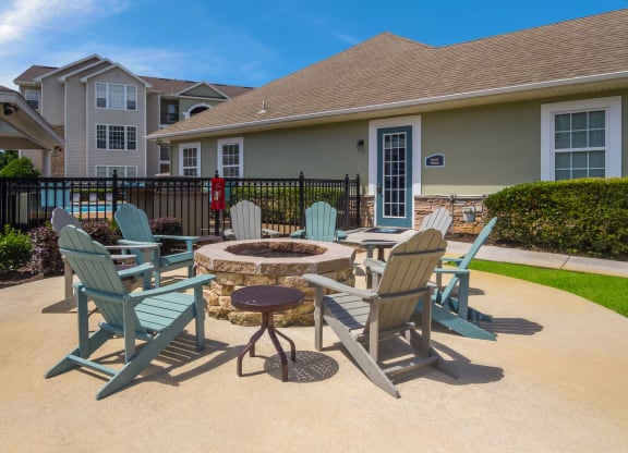 Cozy outdoor firepit area ideal for social gatherings at Angel Landing apartments in Pensacola, FL