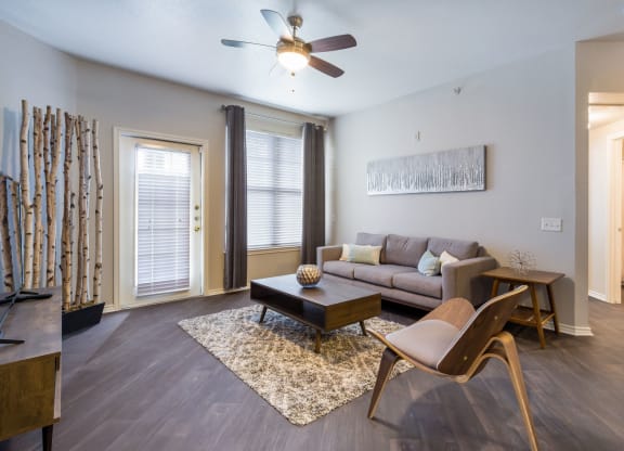 Model Unit Living Room at Greensview Apartments in Aurora, Colorado, CO