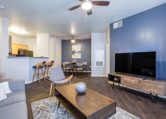 Model Unit Living Room at Greensview Apartments in Aurora, Colorado, CO