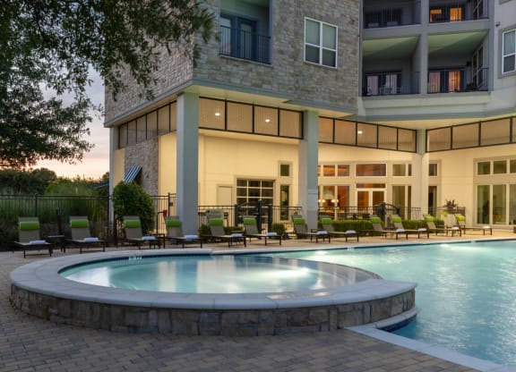 a large swimming pool of GreenVue in Richardson, TX