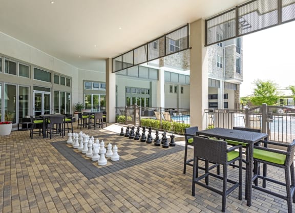outdoor chess area of GreenVue in Richardson, TX