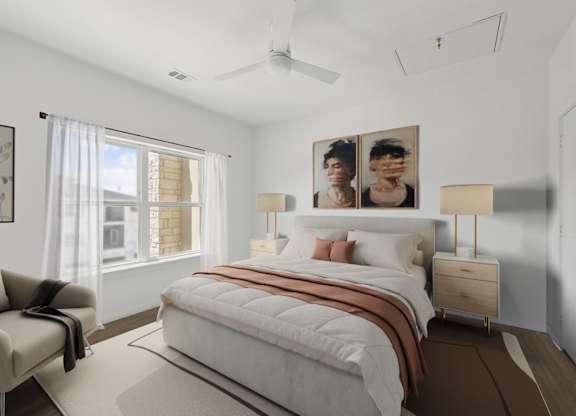 Hillside on Parmer Lane Apartment in Austin Tx Model Unit bedroom