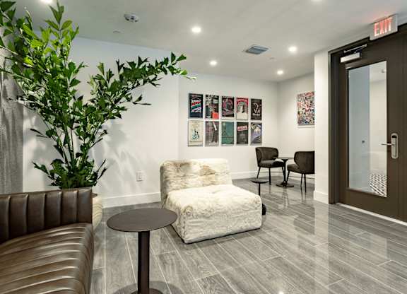 Waiting area to the beauty and hair salon at Hollywood Heights on the Boulevard Luxury Apartments in Hollywood, FL