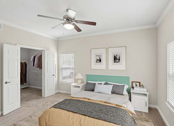 Overlook virtually staged bedroom at Hilltops in Conroe, TX