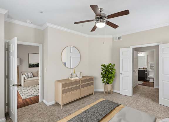 Overlook virtually staged bedroom at Hilltops in Conroe, TX
