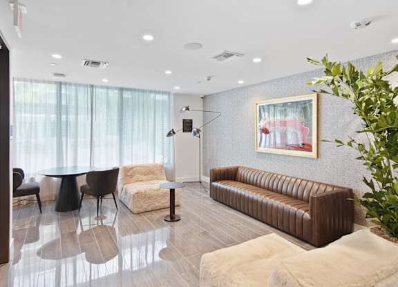 Waiting area to the beauty and hair salon at Hollywood Heights on the Boulevard Luxury Apartments in Hollywood, FL