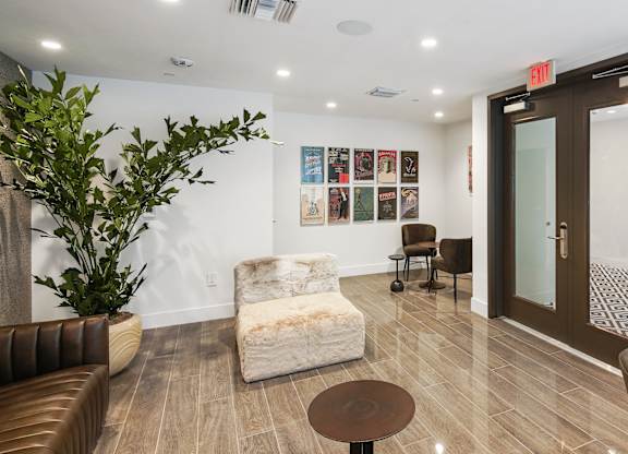 Waiting area to the beauty and hair salon at Hollywood Heights on the Boulevard Luxury Apartments in Hollywood, FL